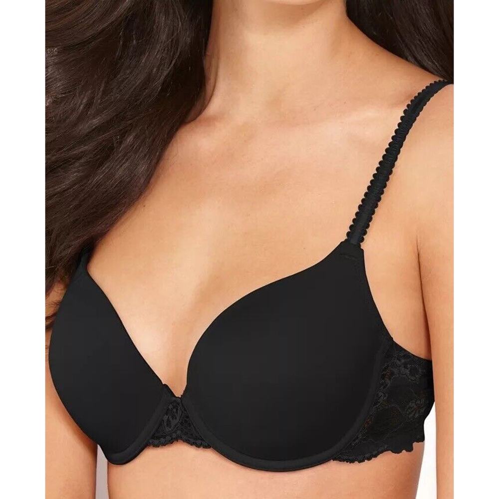 Wacoal Size 38C Bra 85340 French Garden Underwire Contour T-Shirt Black Stretch